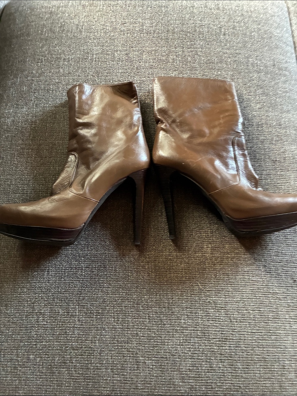 Stuart Weitzman Brown Leather High-Stiletto Ankle Boots